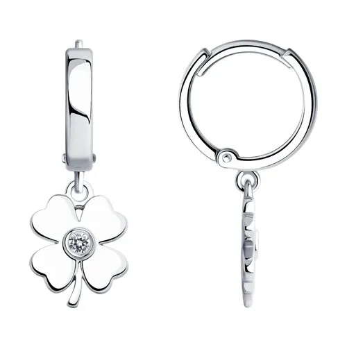 Cercei Creole din argint cu Cubic Zirconia Incolor