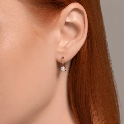 Cercei din aur roșu cu Cubic Zirconia Incolor