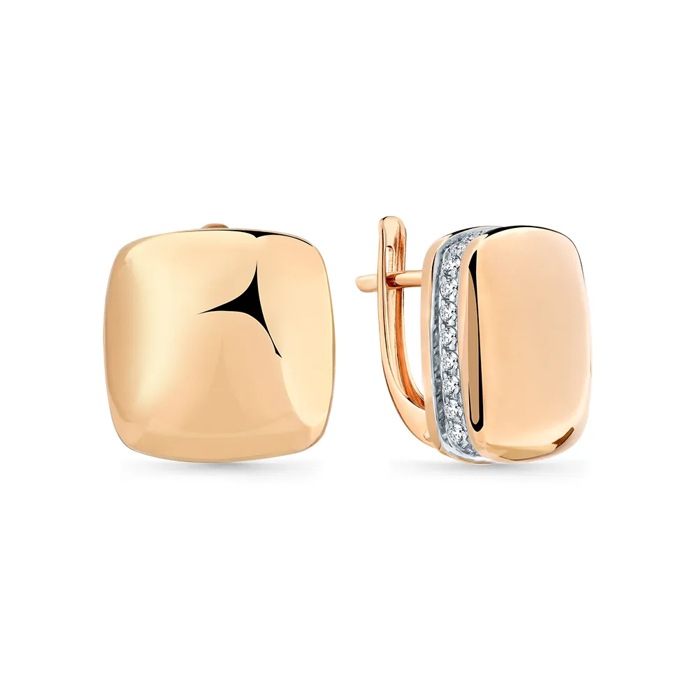 Cercei din aur roșu cu Cubic Zirconia Incolor