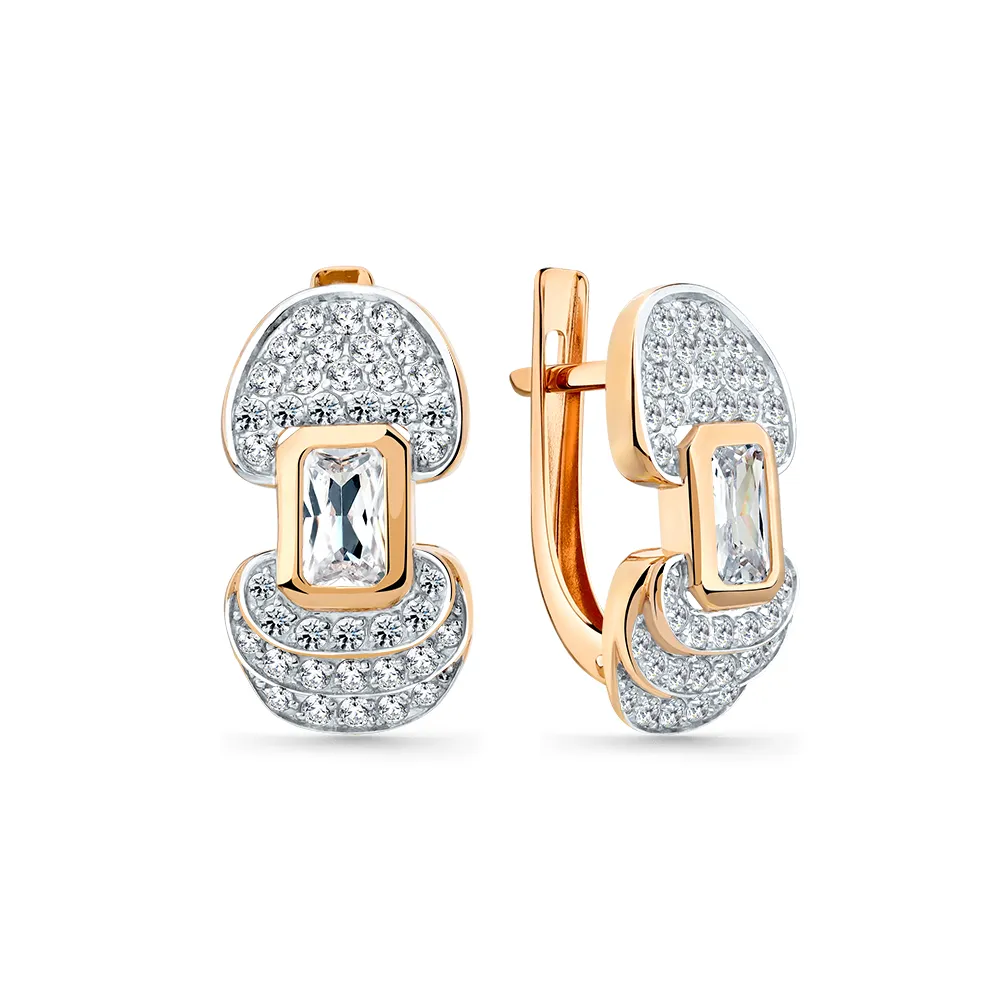 Cercei din aur roșu cu Cubic Zirconia Incolor
