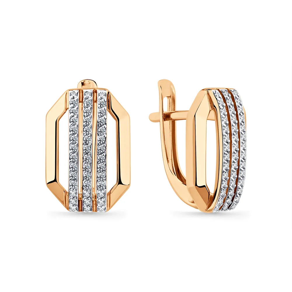 Cercei din aur roșu cu Cubic Zirconia Incolor