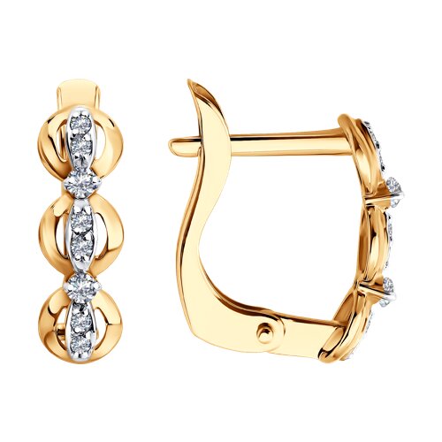 Серьги из красного золота с камнями Фианит