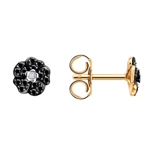Cercei Pusete din aur roșu cu pietre Diamant, Diamant negru