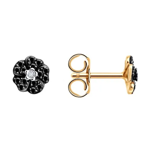 Cercei Pusete din aur roșu cu Diamant, Diamant negru