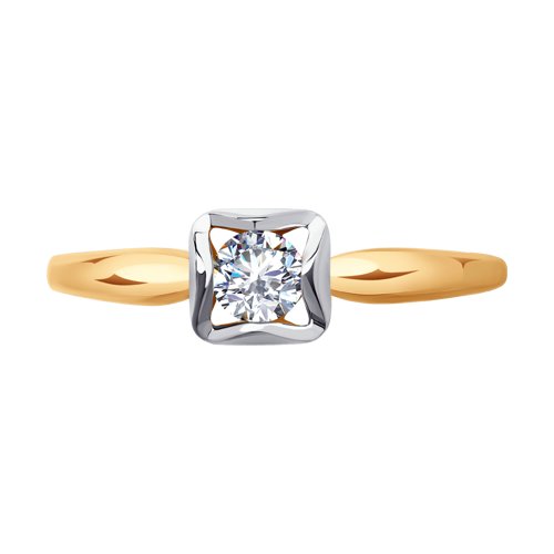 Inel din aur roșu cu pietre Swarovski