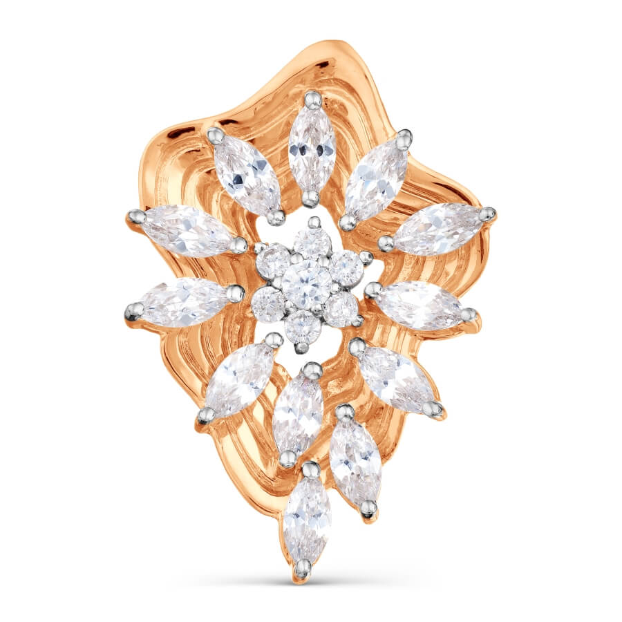 Pandantiv din aur roșu cu pietre Cubic Zirconia Incolor