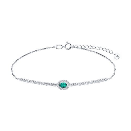 Brățară din aur alb cu pietre Diamant, Smarald