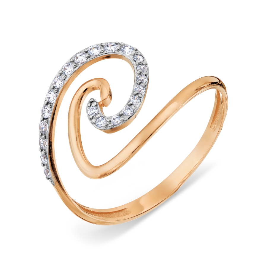 Inel din aur roșu cu pietre Cubic Zirconia Incolor