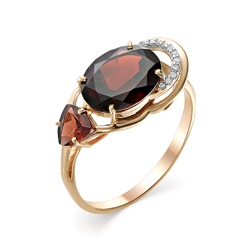 Inel din aur roșu cu pietre Cubic zirconia, Granat