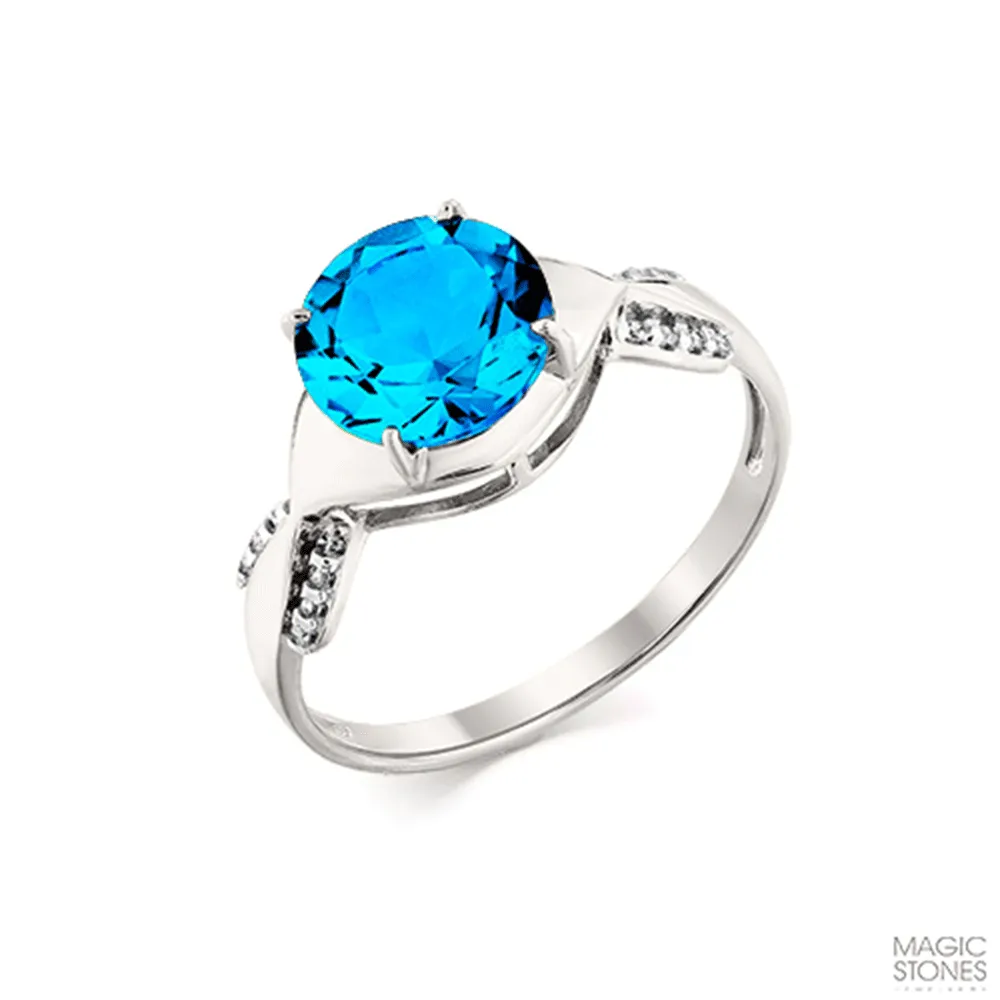Inel din aur alb cu Cubic Zirconia Incolor, Topaz Swiss