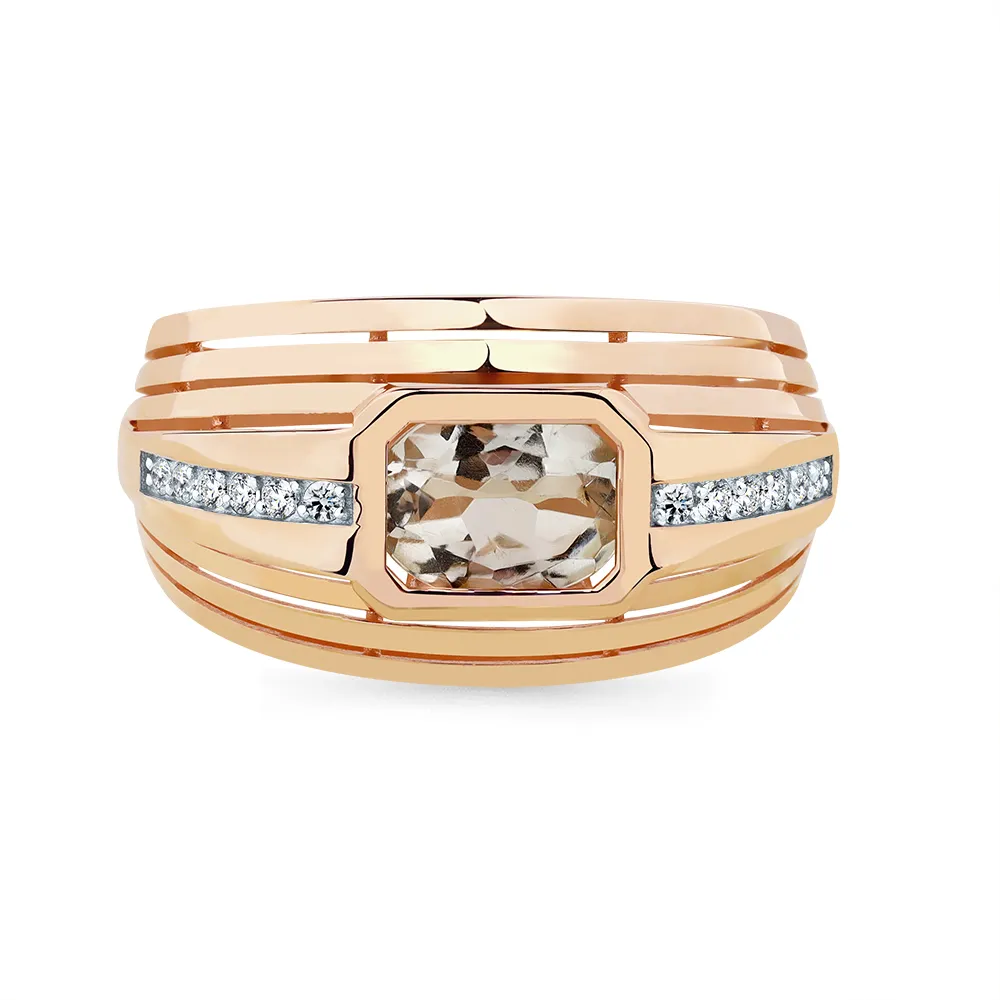 Inel din aur roșu cu Cubic Zirconia Incolor, Prasiolit