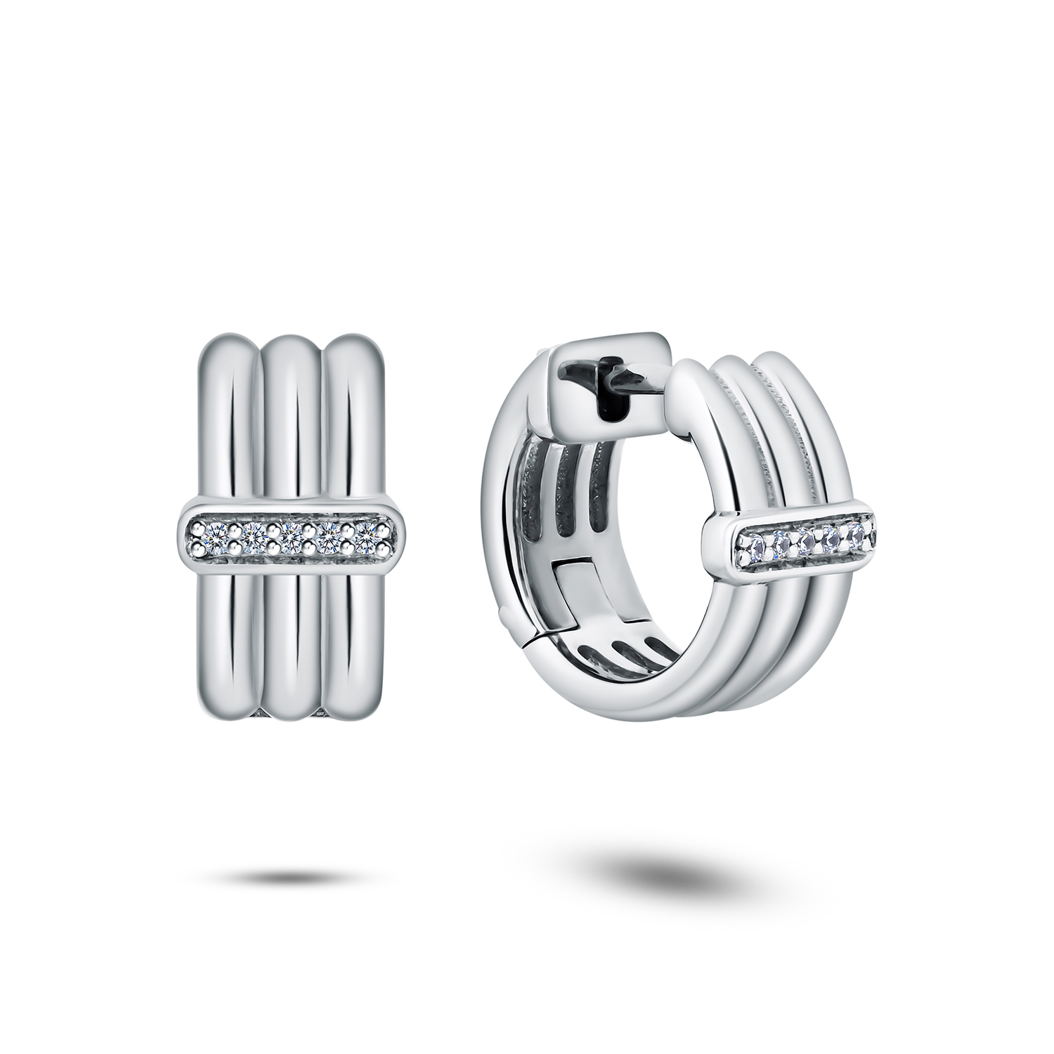 Cercei Creole din argint cu Cubic Zirconia Incolor