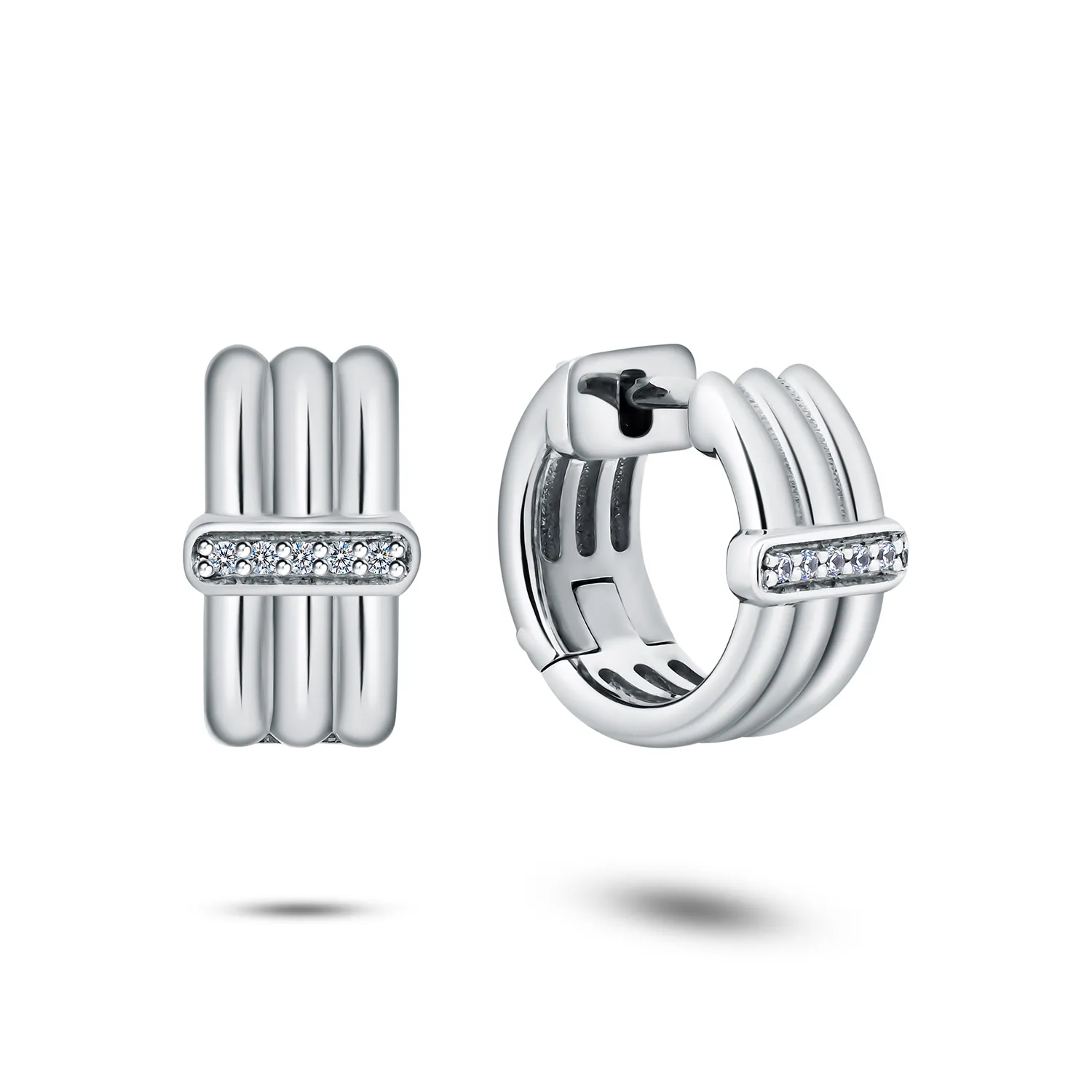 Cercei Creole din argint cu Cubic Zirconia Incolor
