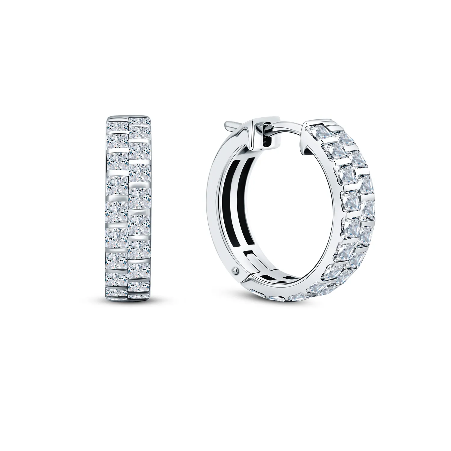 Cercei Creole din argint cu Cubic Zirconia Incolor