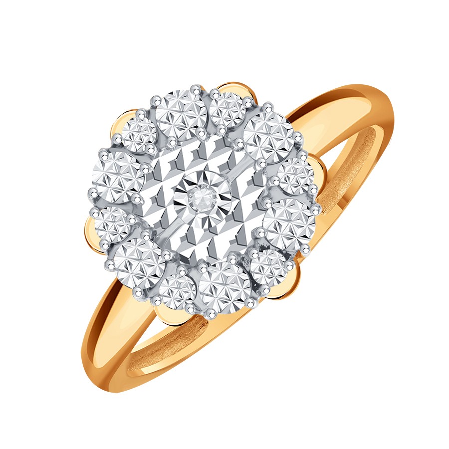 Кольцо из красного золота с камнями Бриллиант