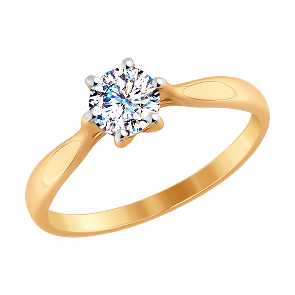 Inel din aur roșu cu pietre Cubic Zirconia Incolor