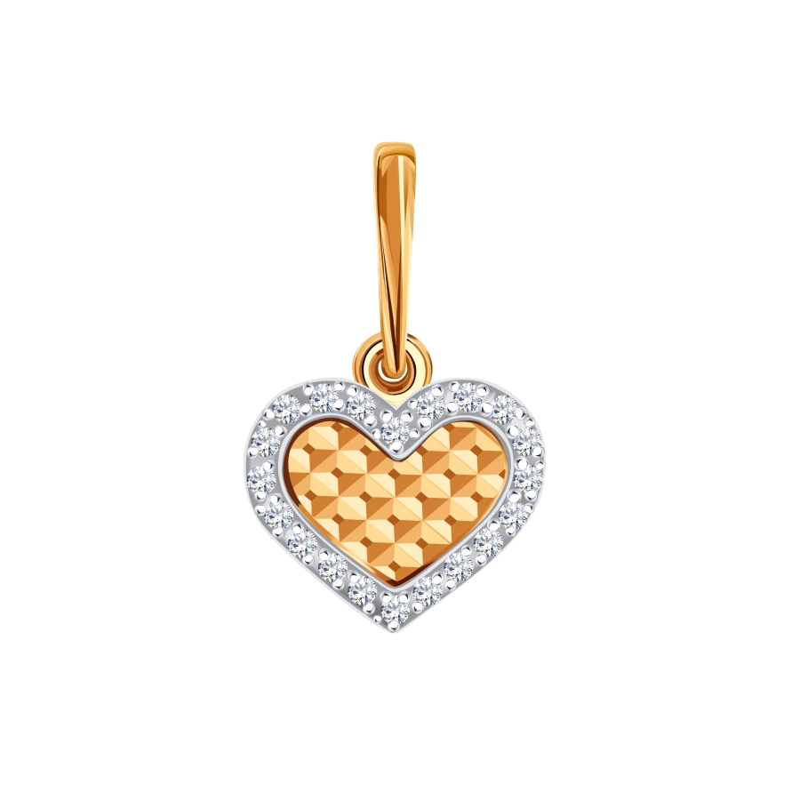 Pandantiv din aur roșu cu pietre Cubic Zirconia Incolor