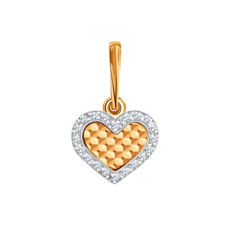 Pandantiv din aur roșu cu Cubic Zirconia Incolor