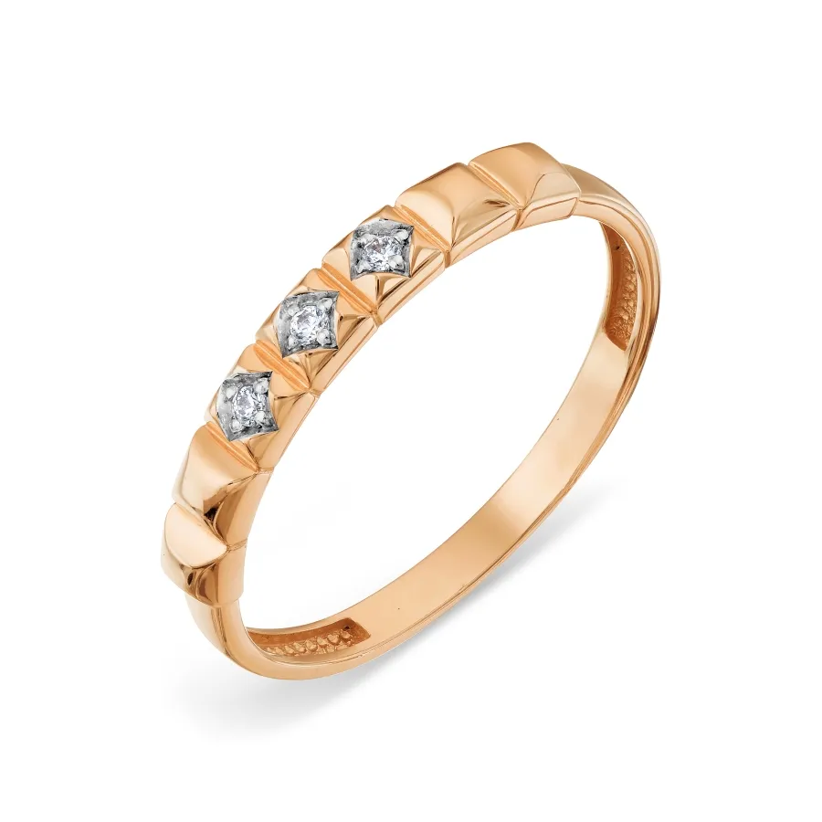 Inel din aur roșu cu Cubic Zirconia Incolor