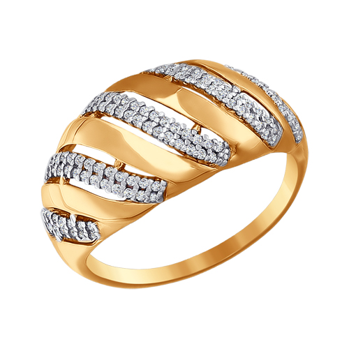Inel din aur roșu cu pietre Cubic zirconia