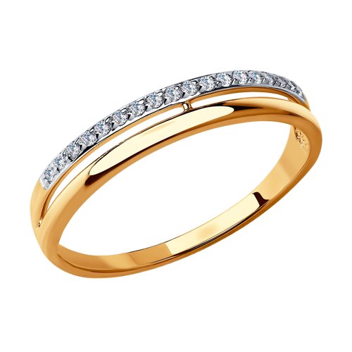 Inel din aur roșu cu pietre Cubic Zirconia Incolor