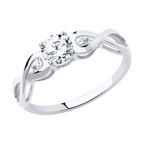 Кольцо из белого золота с камнями Фианит