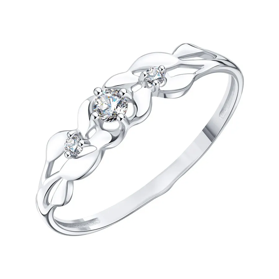 Inel din aur alb cu Cubic Zirconia Incolor