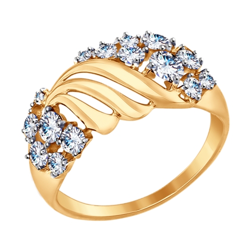 Inel din aur roșu cu pietre Cubic Zirconia Incolor