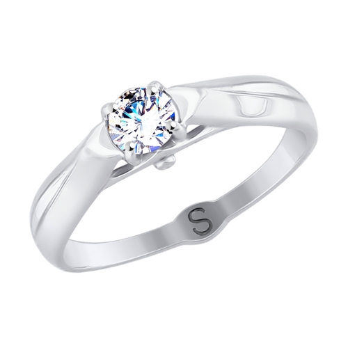 Кольцо из белого золота с камнями Фианит