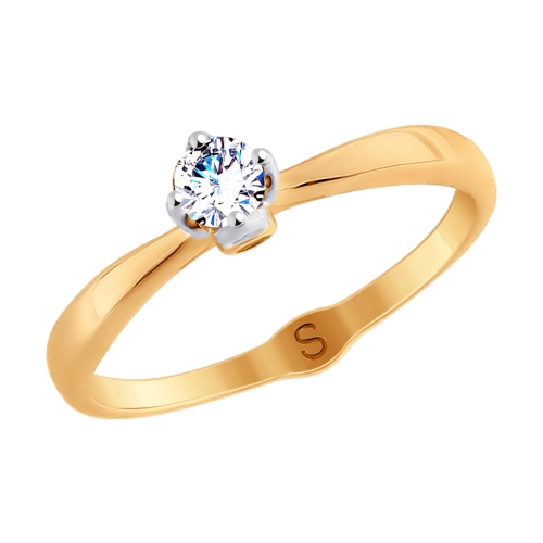 Кольцо из красного золота с камнями Фианит