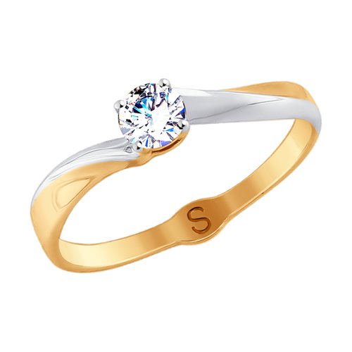 Кольцо из красного золота с камнями Фианит