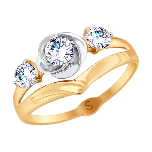 Inel din aur roșu cu pietre Cubic zirconia