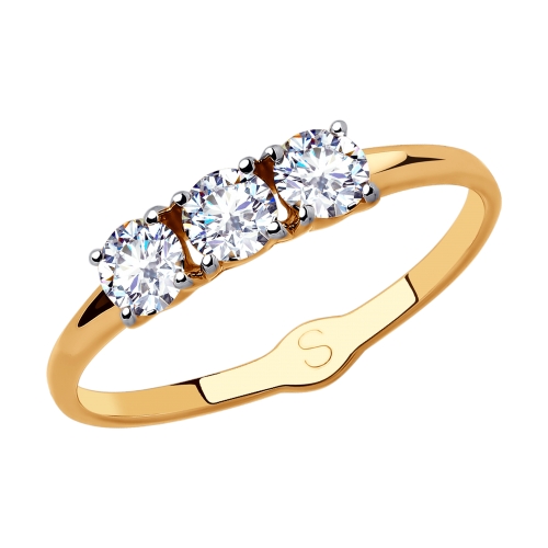 Inel din aur roșu cu pietre Cubic Zirconia Incolor