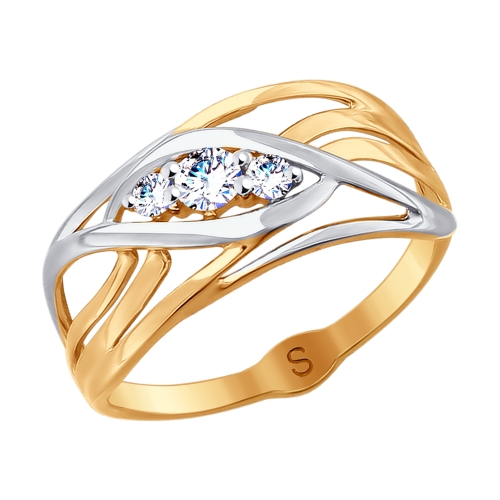 Inel din aur roșu cu pietre Cubic zirconia