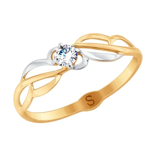 Inel din aur roșu cu Cubic Zirconia Incolor