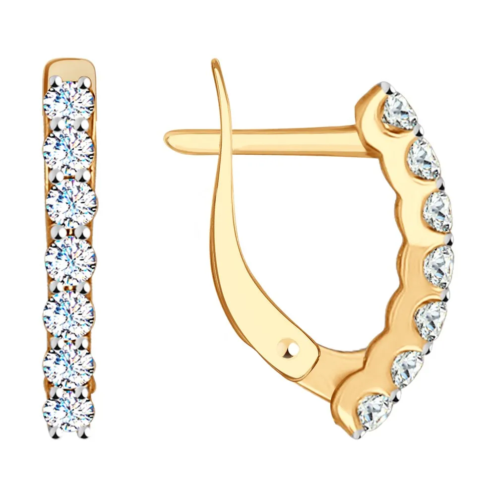 Cercei din aur roșu cu Cubic Zirconia Incolor