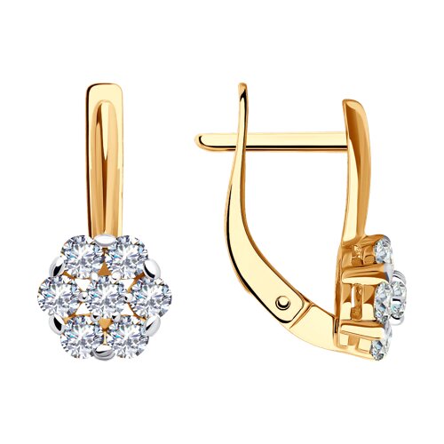 Cercei din aur roșu cu pietre Cubic Zirconia Incolor