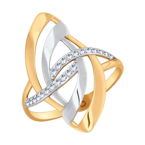 Inel din aur roșu cu Cubic Zirconia Incolor