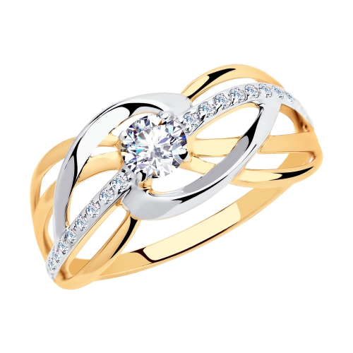 Inel din aur roșu cu pietre Cubic Zirconia Incolor