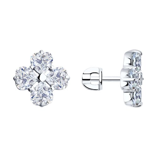 Cercei Pusete din argint  cu pietre Cubic Zirconia Incolor