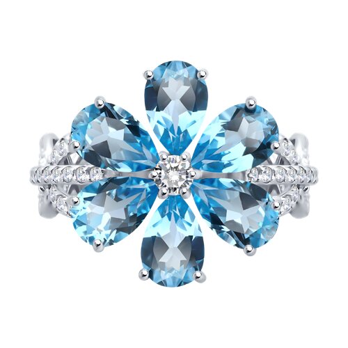 Inel din aur alb cu pietre Cubic Zirconia Incolor, Topaz Swiss