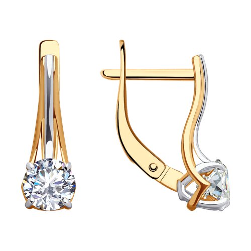 Серьги из красного золота с камнями Фианит