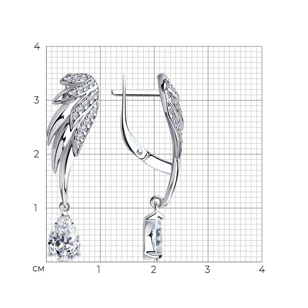 Cercei Suspendați din argint cu Cubic Zirconia Incolor