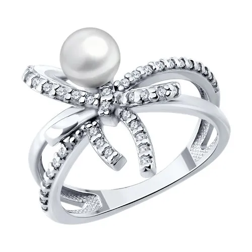 Inel din argint cu Cubic Zirconia Incolor, Perla Imit.