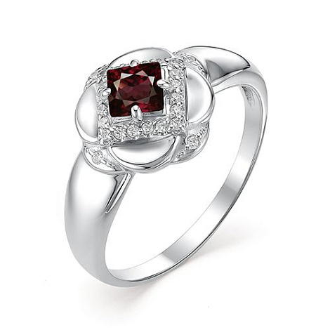 Inel din argint  cu pietre Cubic Zirconia Incolor, Granat