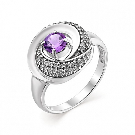 Inel din argint  cu pietre Cubic Zirconia Incolor, Ametist