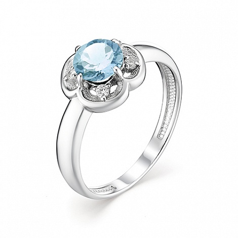 Inel din argint  cu pietre Cubic Zirconia Incolor, Topaz albastru