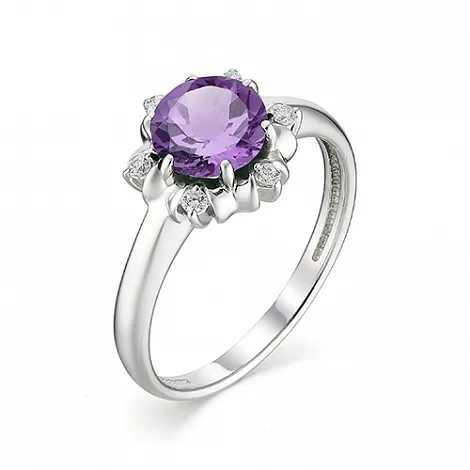 Inel din argint cu Cubic Zirconia Incolor, Ametist