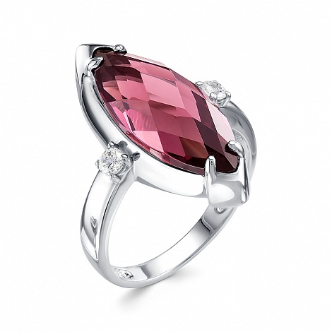 Inel din argint  cu pietre Cubic Zirconia Incolor, Cristal Rodolit