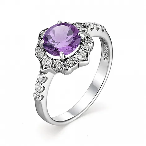 Inel din argint cu Cubic Zirconia Incolor, Ametist